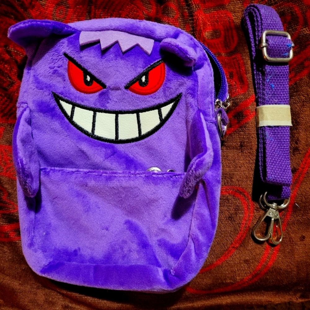 FUZZY POKEMON GENGAR BAG /PURSE/ CROSSBODY